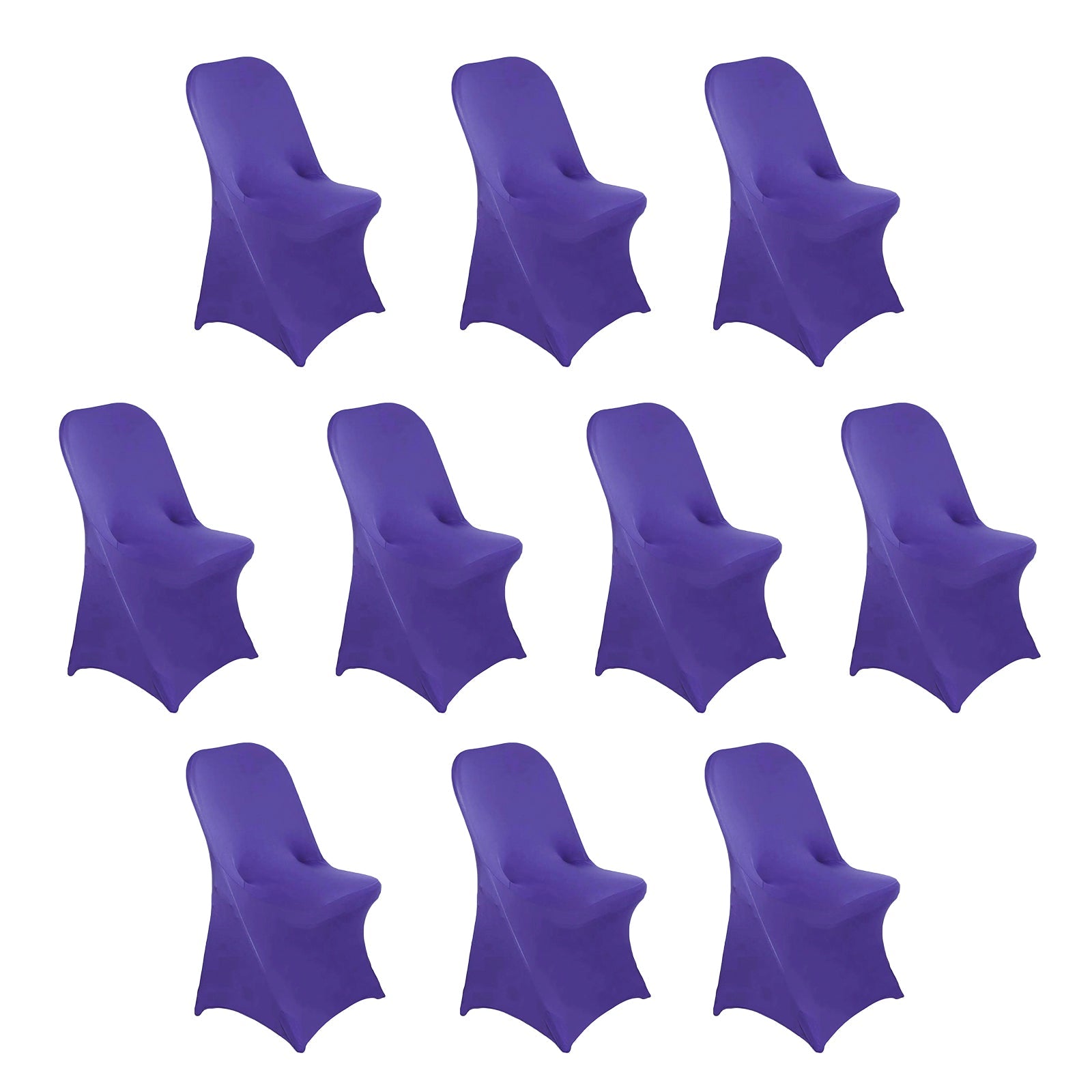 10 Pack Stretch Spandex Chair Covers Purple for Folding Chairs - Durable 160GSM Fitted Slipcovers
