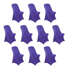 10 Pack Stretch Spandex Chair Covers Purple for Folding Chairs - Durable 160GSM Fitted Slipcovers