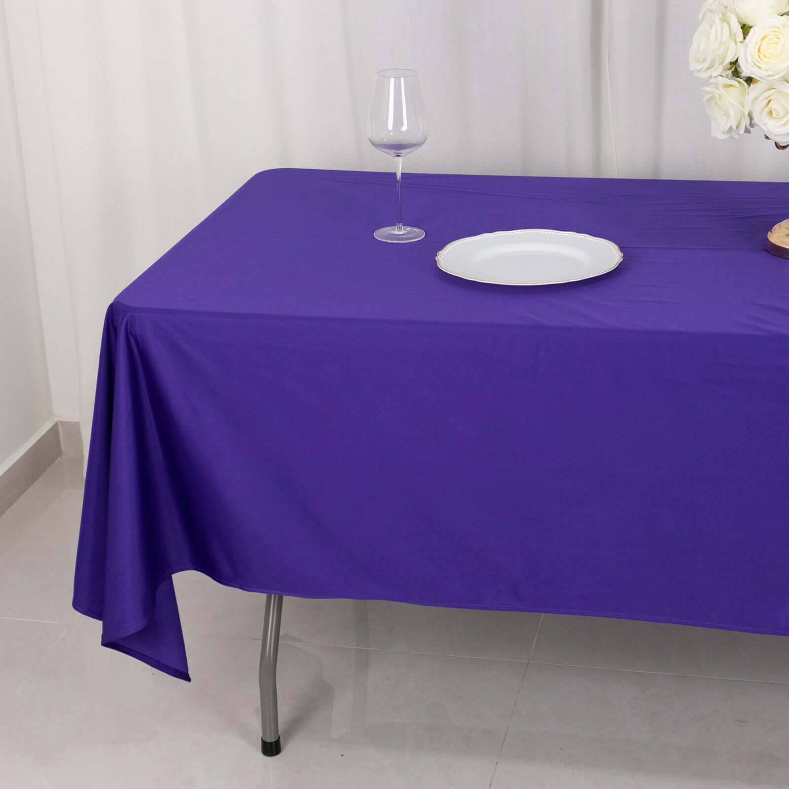 Scuba Rectangular 60"x102" Tablecloth Purple - Wrinkle Free & Stain Resistant Table Cover