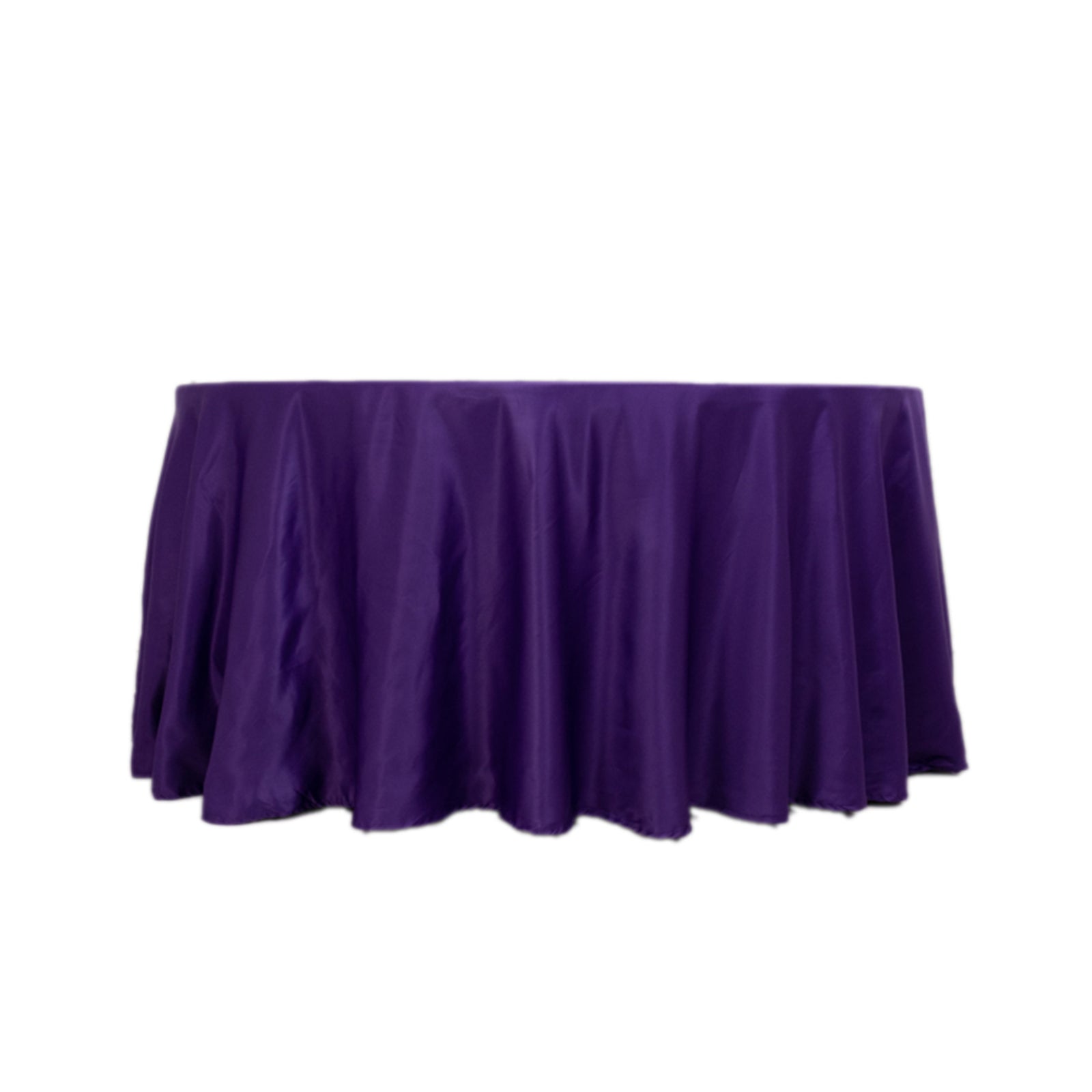 Lamour Satin 120" Round Tablecloth Purple - Seamless Table Cover with Soft Tempered Sheen