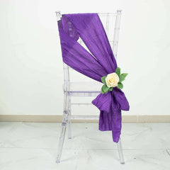 5 Pack Taffeta 6"x106" Chair Sashes Purple Accordion Crinkle Texture - Stylish Decor for Weddings & Gatherings