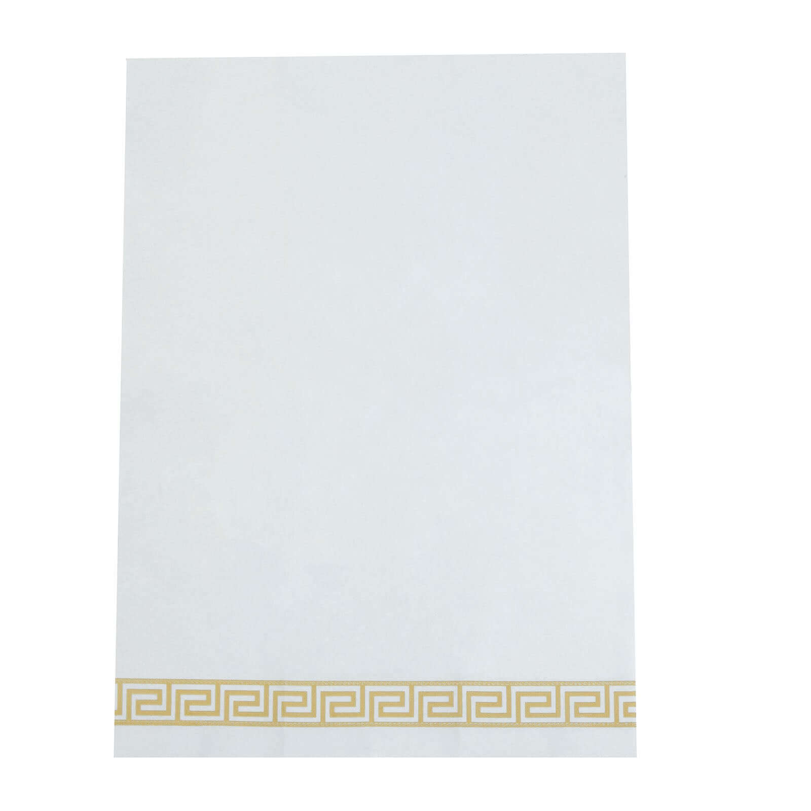 25 Pack Linen-Like Paper 8"x4" Napkins White with Gold Greek Key Design - Soft & Absorbent Airlaid Hand Towels for Exquisite Weddings & Events