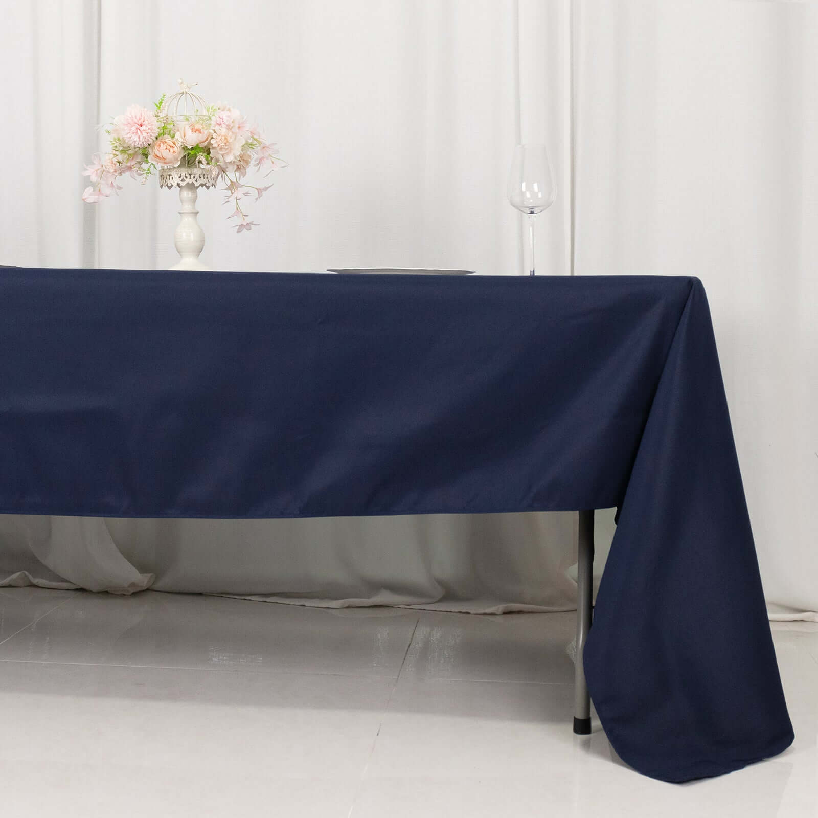 Premium Polyester 60"x126" Rectangle Tablecloth Navy Blue - Stain-Resistant 220GSM Finish Table Cover