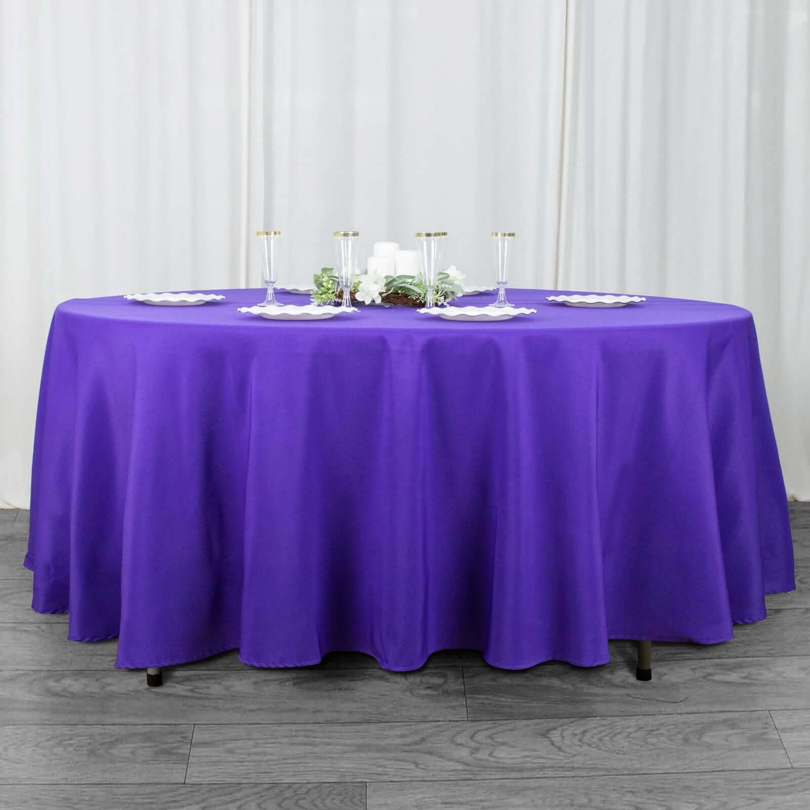 Premium Polyester 108" Round Tablecloth Purple - Wrinkle-Resistant 220GSM Table Cover