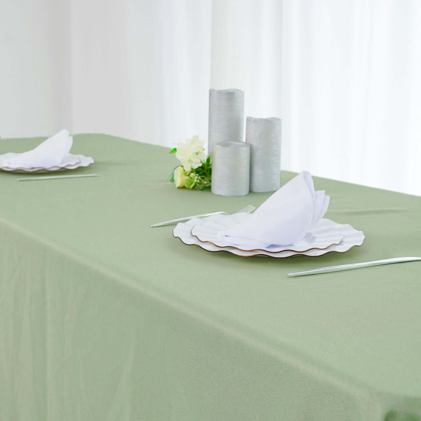Polyester 60"x126" Rectangle Tablecloth Sage Green - Wrinkle-Resistant Table Cover