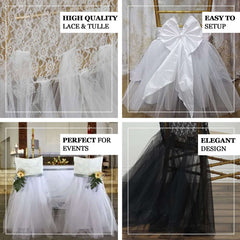 Spandex Chair Cover Skirt Tutu Style for Wedding Chairs Black - Stylish Decor for Formal Events