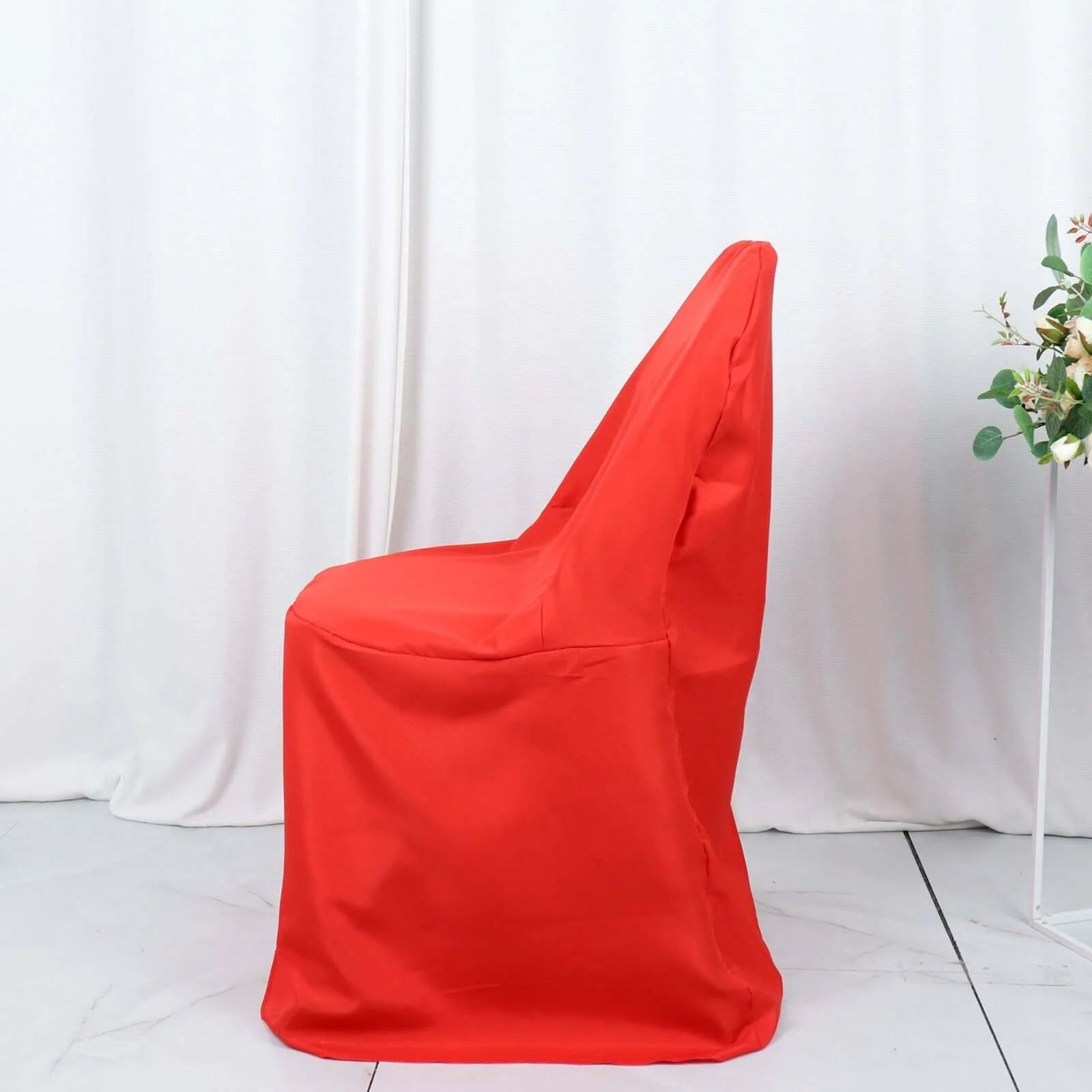 10 Pack Polyester Chair Covers for Folding Chairs Red - Wrinkle-Free Stain-Resistant Slip-On Slipcovers