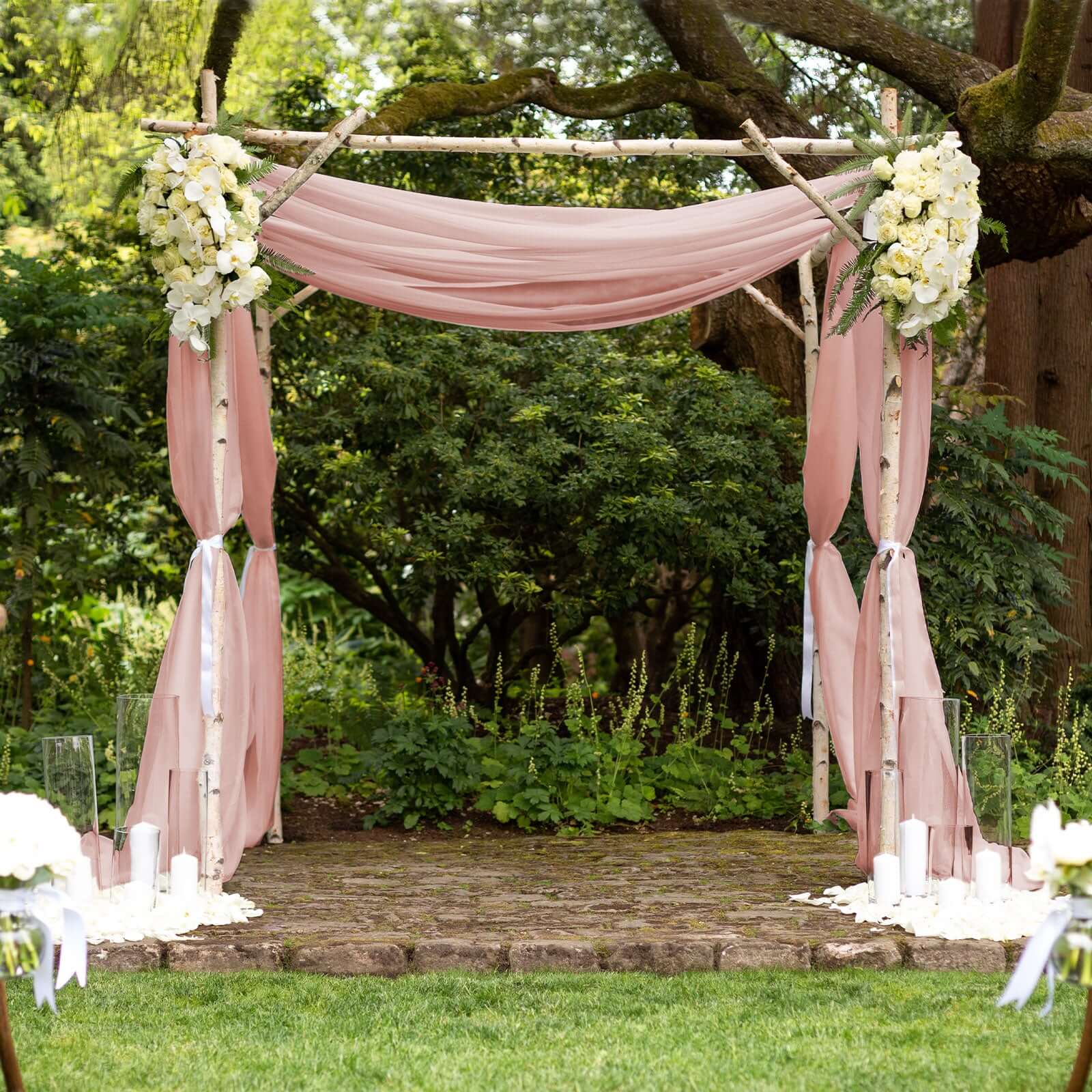 5ftx14ft Dusty Rose Chiffon Curtain Panel, Durable Flame Resistant Backdrop Ceiling Drapery With Rod Pocket