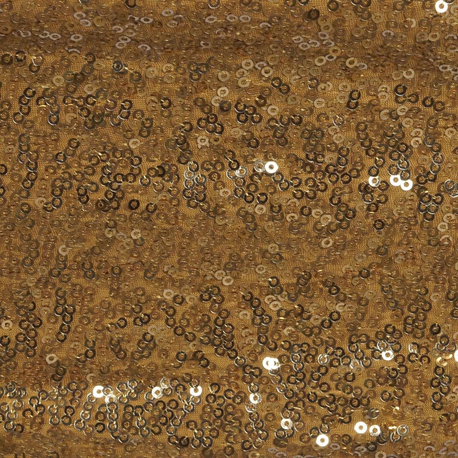 5 Pack Sequin Spandex Chair Sashes Gold - Sparkly Stretch Chair Bands for Glamorous Events 6"x15"