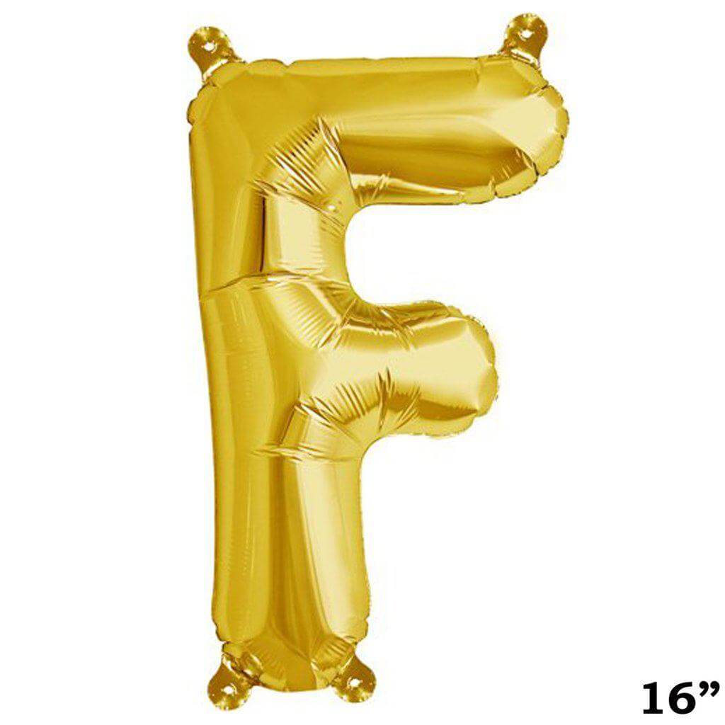 13" Gold Letter & Number Balloons, Shiny Metallic Mylar Foil Alphabet Balloons