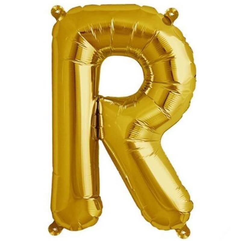 13" Matte Gold Letter and Number Balloons, Mylar Foil Balloons