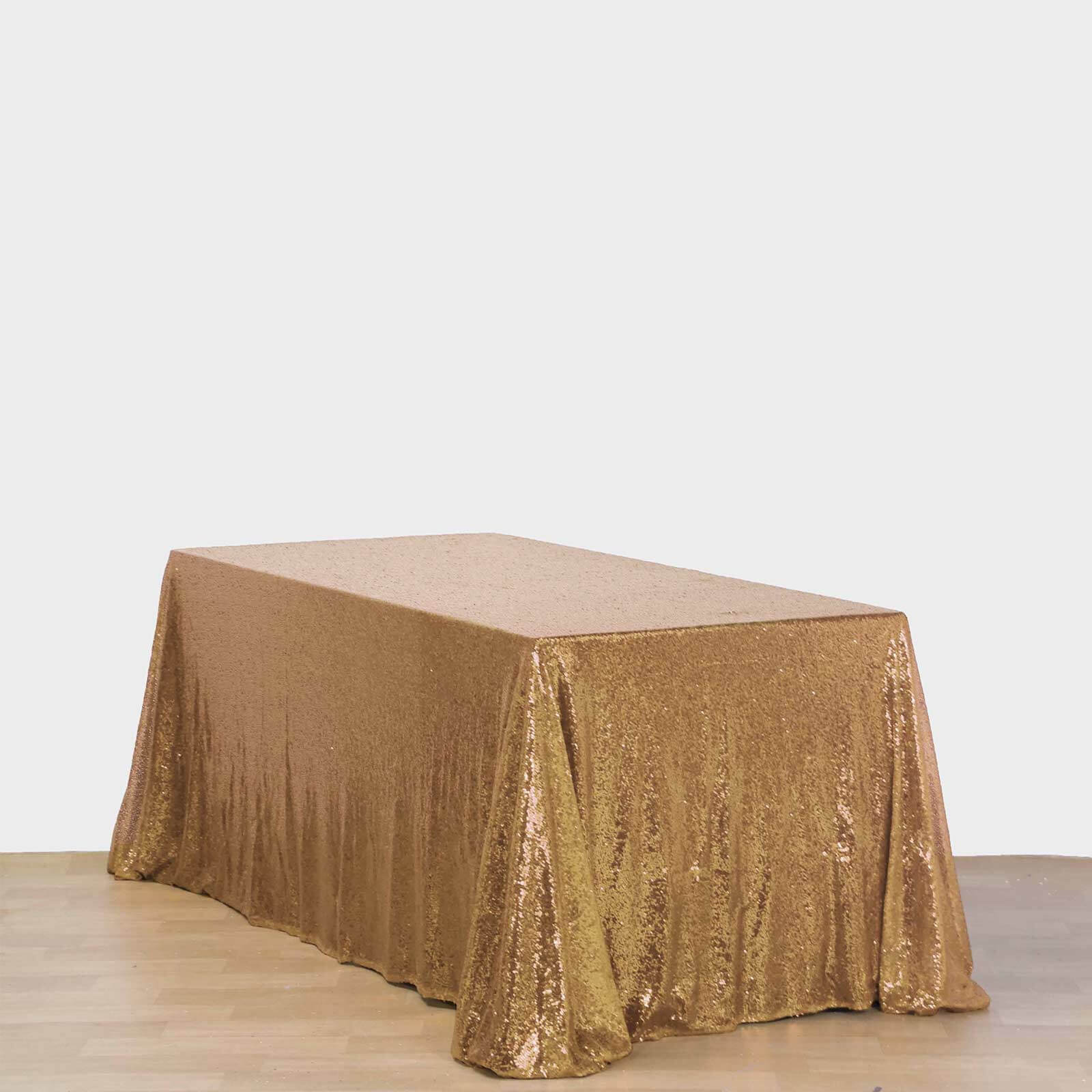 Sequin 90"x156" Rectangle Tablecloth Gold - Seamless Twinkling Design for Chic Celebrations