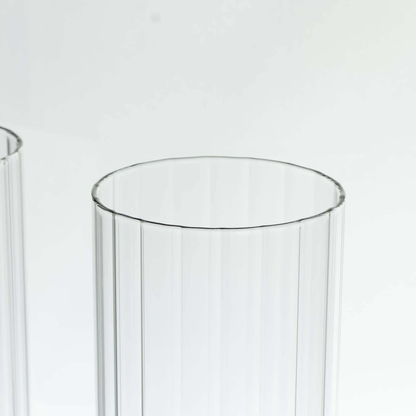 2-Pack Clear Ribbed Glass Hurricane Shades Open End Design - Stylish Candelabra Pillar Candle Holder Table Centerpiece 14"