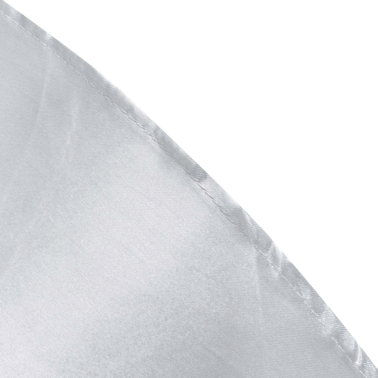 Satin 132" Round Tablecloth Silver - Stylish Seamless Table Cover