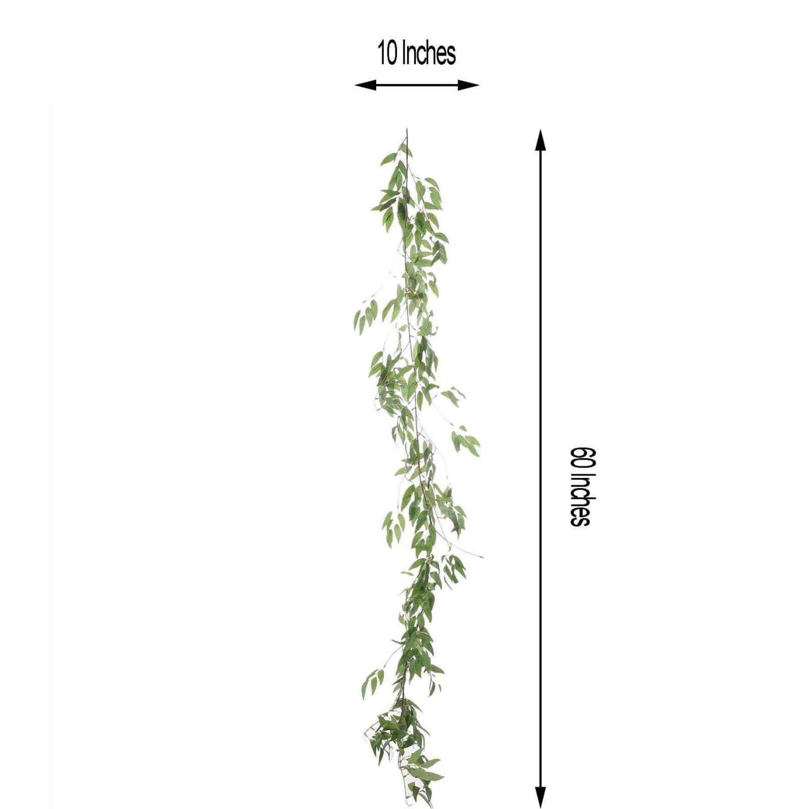 5ft Green Real Touch Artificial Willow Leaf Garland, Flexible Vine