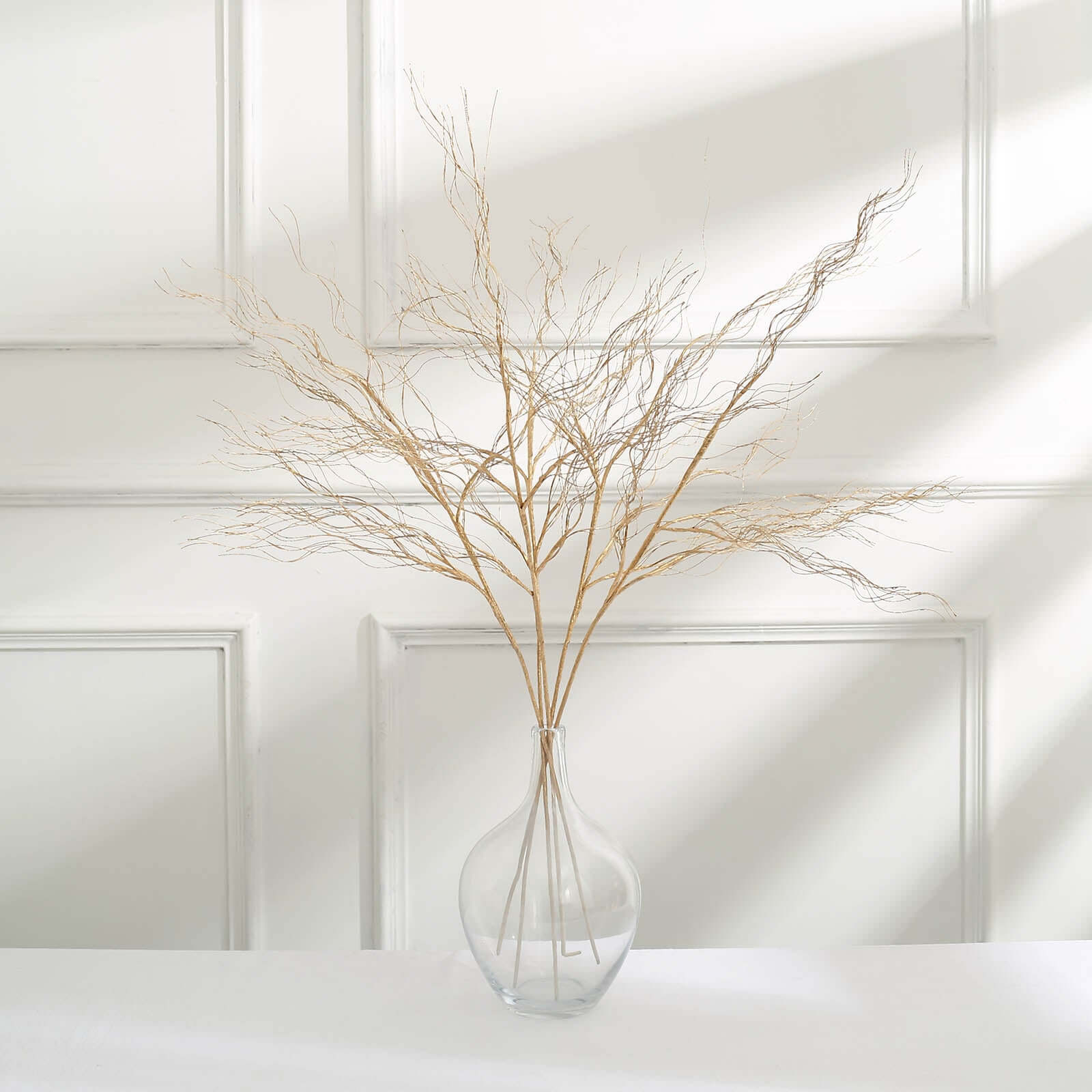 4-Pack Artificial Curly Willow Branches Metallic Gold - Decorative Bendable Long Stem Twig Sprays for Weddings Photo Shoots & Floral Designs 39"