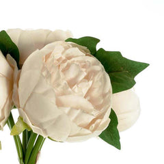 5 Flower Head Beige Peony Bouquet Artificial Silk Peonies Spray