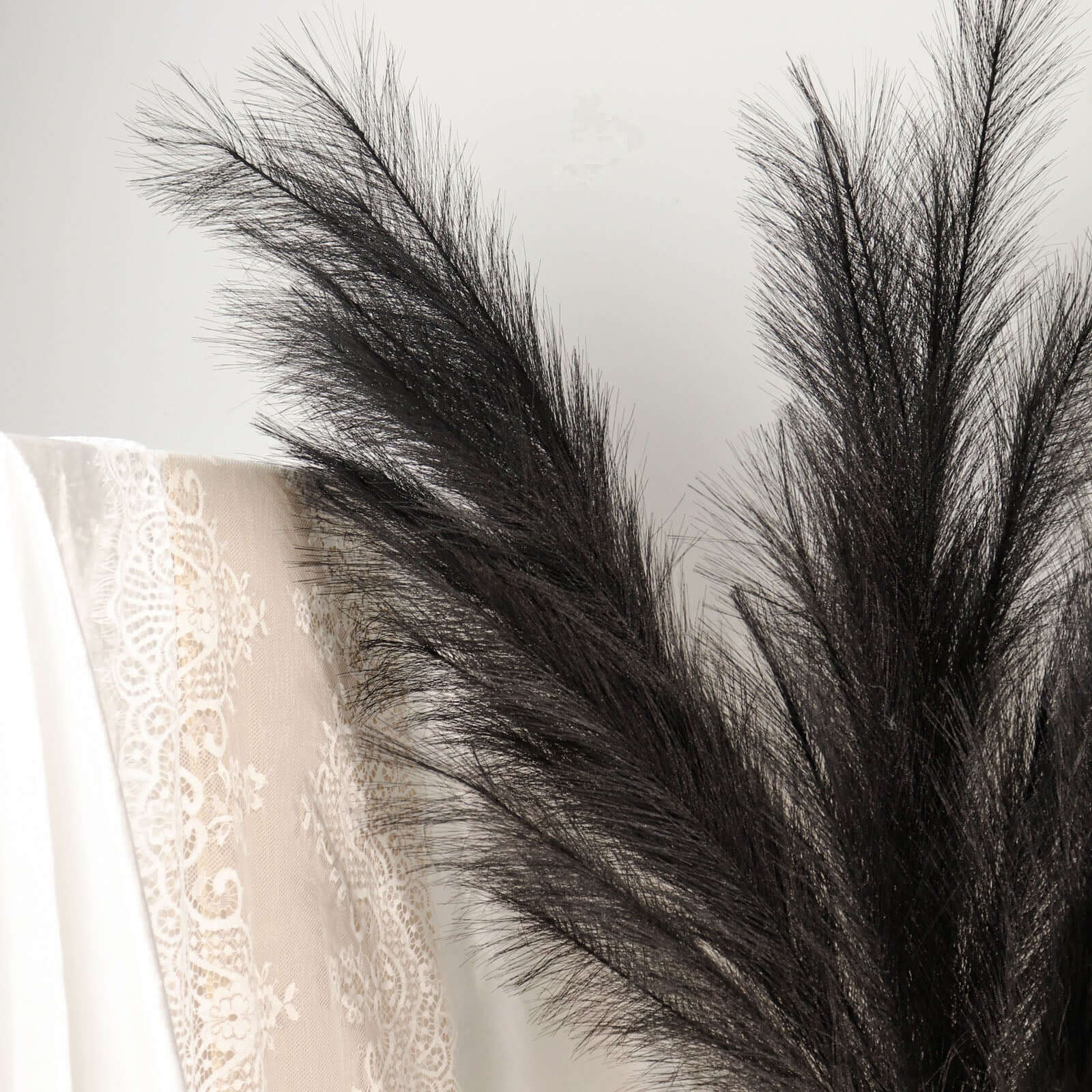 3 Stems Artificial Pampas Grass Decor Black - Soft Realistic Faux Ornamental Grass Branches for Rustic Boho Chic Backdrops Floral Styling & Vase Displays 44"