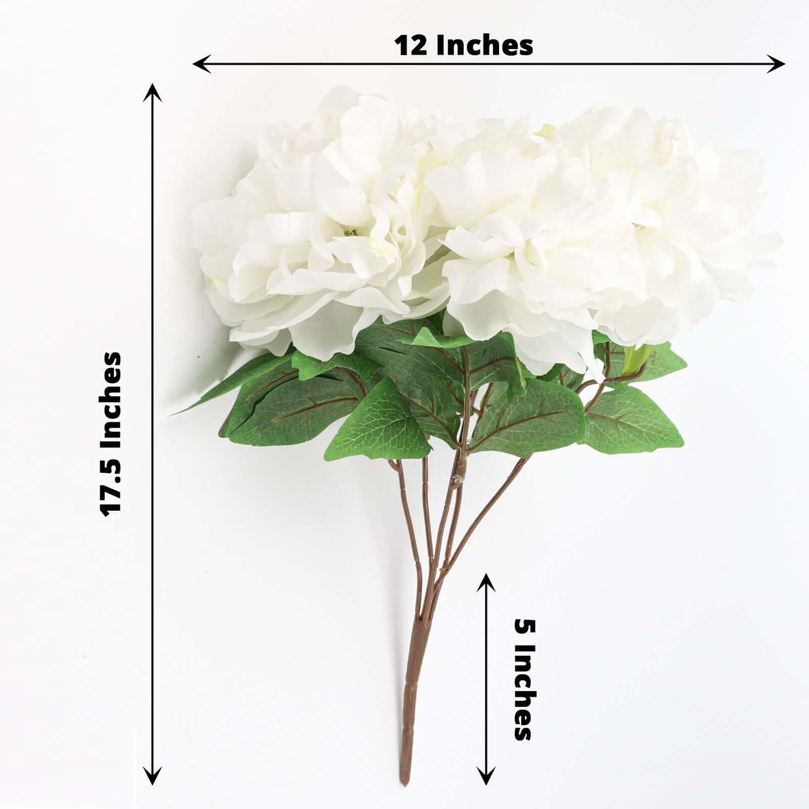 2 Bushes 17" White Artificial Silk Peony Flower Bouquets, Real Touch Peonies Spray
