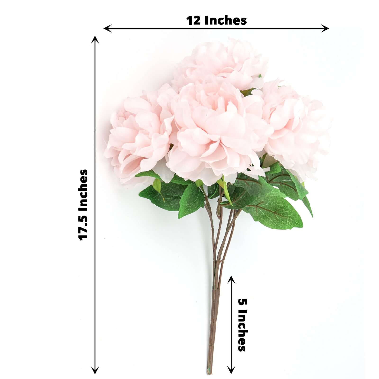 2 Bushes 17" Blush Artificial Silk Peony Flower Bouquets, Real Touch Peonies Spray