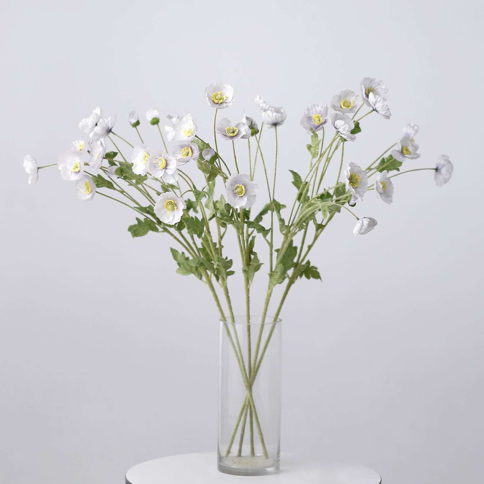 2 Stems 33" Lavender Lilac Artificial Poppy Silk Flowers, Faux Poppies Bouquet Centerpiece Decor