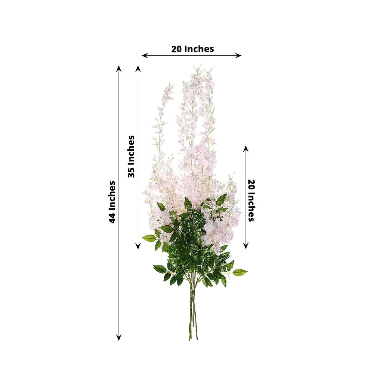 5 Pack 44" Silk Hanging Wisteria Flower Garland Vines in Blush, 3 Strands in 1 Bush
