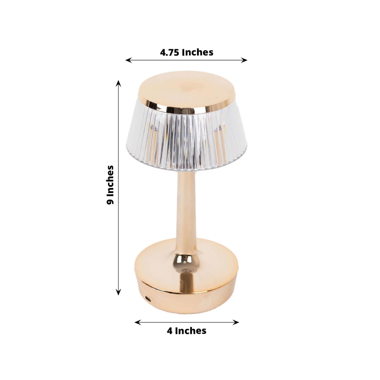 Acrylic LED Mushroom Table Lamp Clear Gold Color Changing Touch Control Night Light - Rechargeable Centerpiece 9"