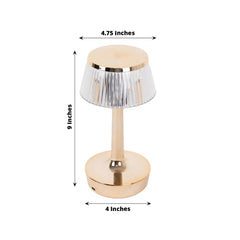 Acrylic LED Mushroom Table Lamp Clear Gold Color Changing Touch Control Night Light - Rechargeable Centerpiece 9"