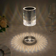 LED Acrylic Table Lamp Cylinder Design Color Changing - Rechargeable Cordless RGB Touch Control Light 10"