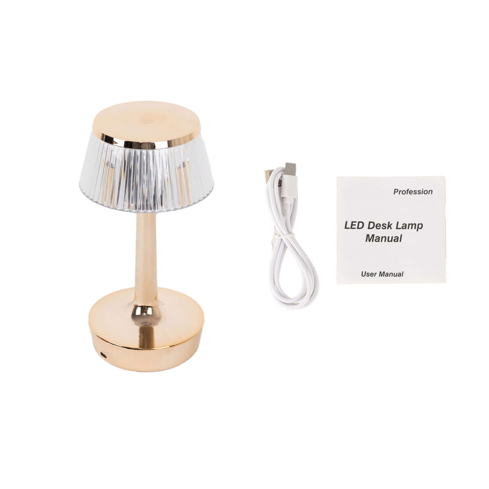 Acrylic LED Mushroom Table Lamp Clear Gold Color Changing Touch Control Night Light - Rechargeable Centerpiece 9"