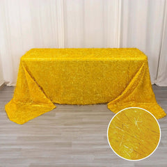 Polyester 90"x156" Rectangle Tablecloth Gold Metallic Fringe Shag Tinsel Design Table Cover for Events Decor