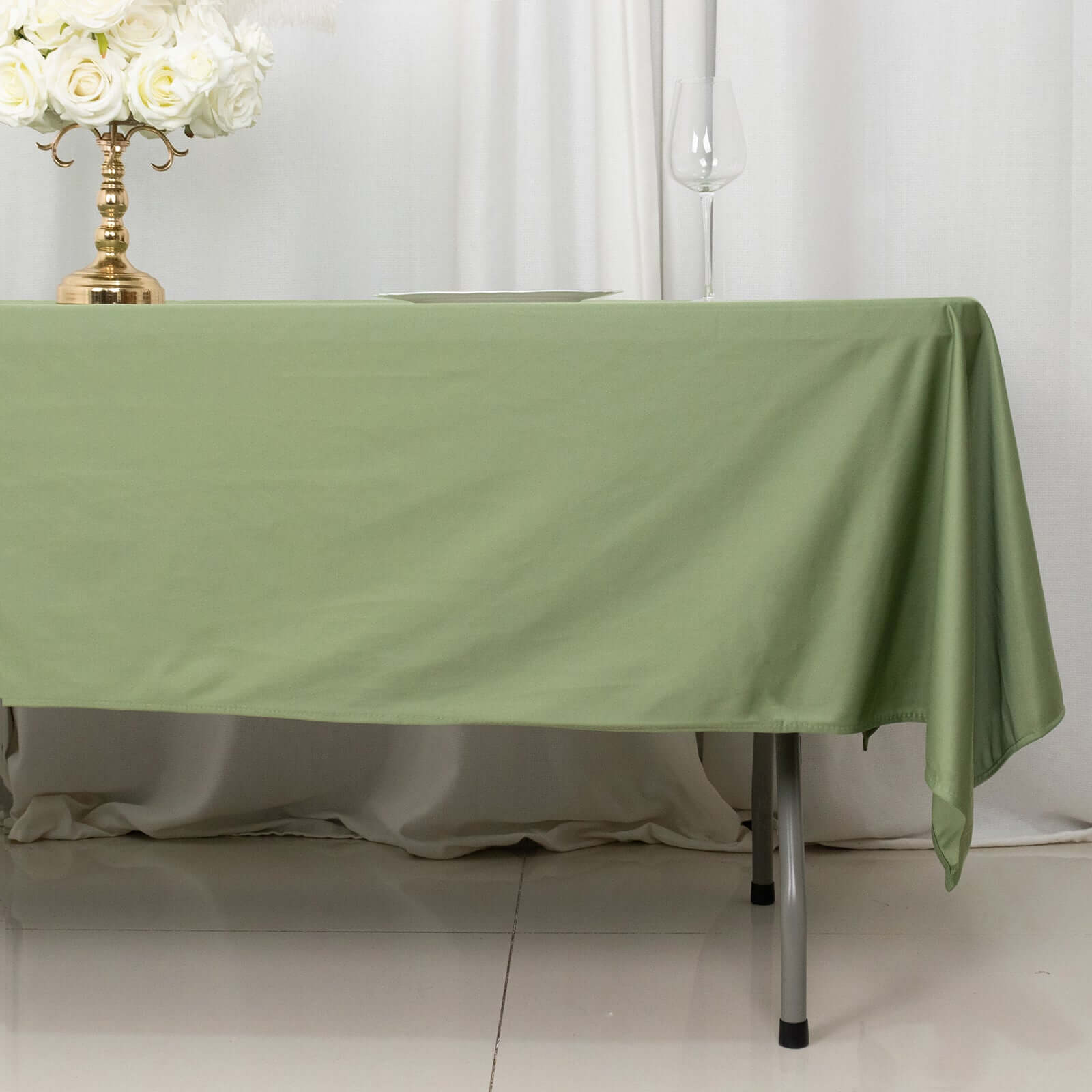 Scuba Rectangular 60"x102" Tablecloth Dusty Sage Green - Wrinkle Free & Stain Resistant Table Cover