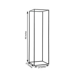 2-Pack Wedding Flower Stand Matte Black Metal Geometric Column Frame Rectangular - Versatile Floral Pedestal for Upscale Arrangements 48"