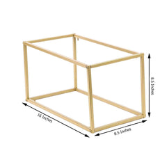 2-Pack Wedding Flower Stand Gold Metal Geometric Column Frame Rectangular - Versatile Floral Pedestal for Sophisticated Arrangements 16"