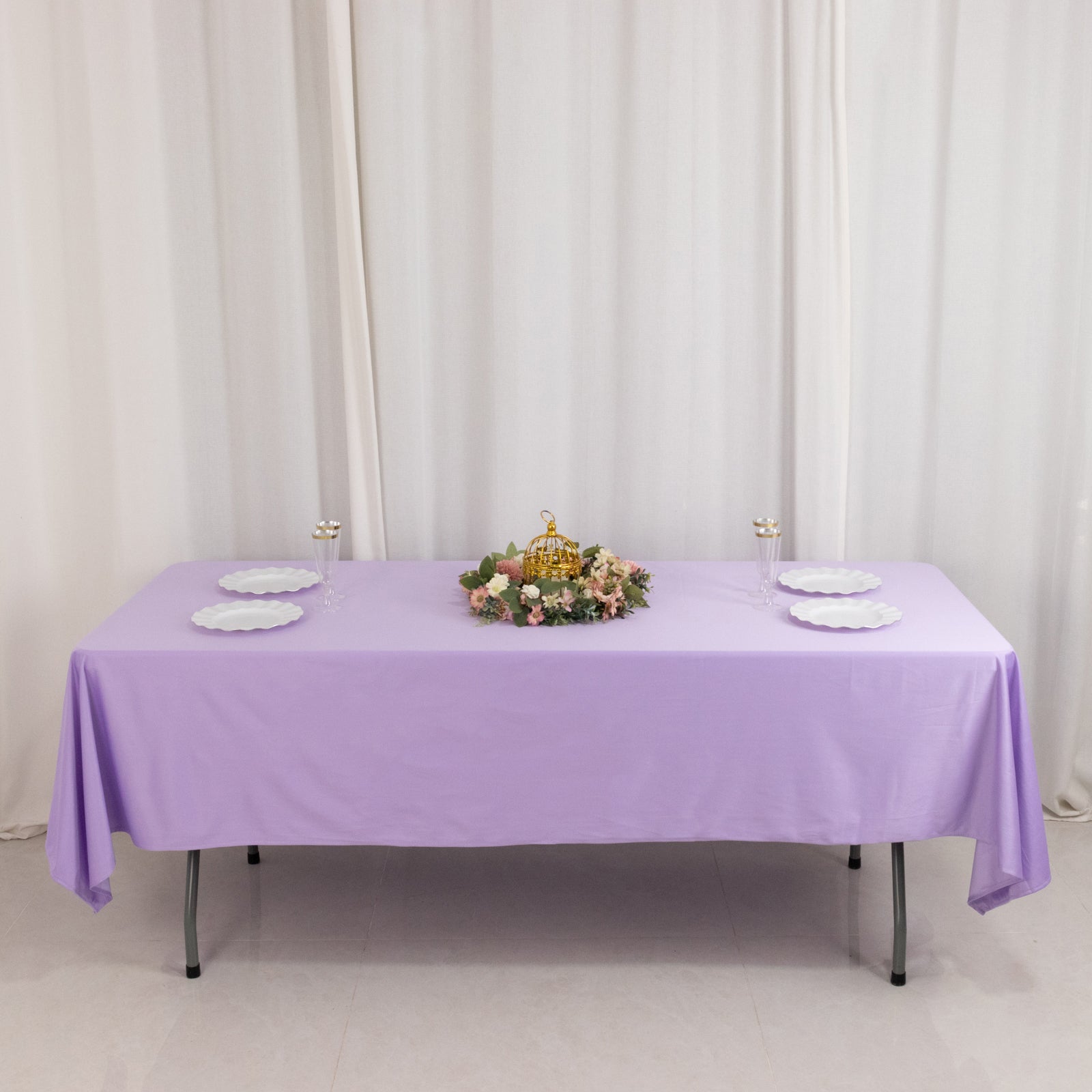 Scuba Rectangular 60"x102" Tablecloth Lavender Lilac - Wrinkle Free & Stain Resistant Table Cover