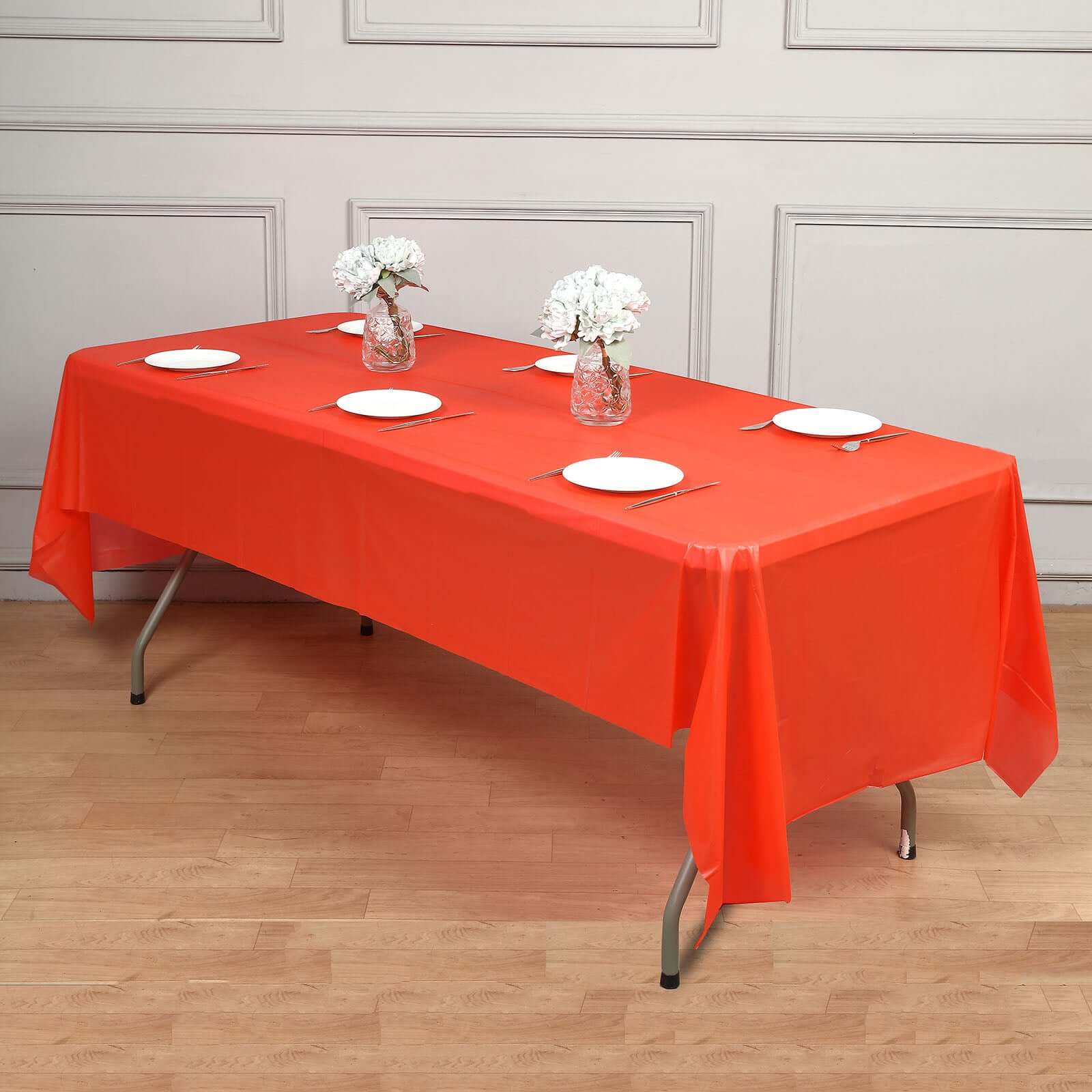 5-Pack Plastic Table Covers Red Rectangle - Reliable PVC Disposable Covers for Gatherings 54"x108"