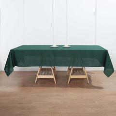 Polyester 60"x102" Rectangle Tablecloth Hunter Emerald Green - Durable and Stylish Table Cover