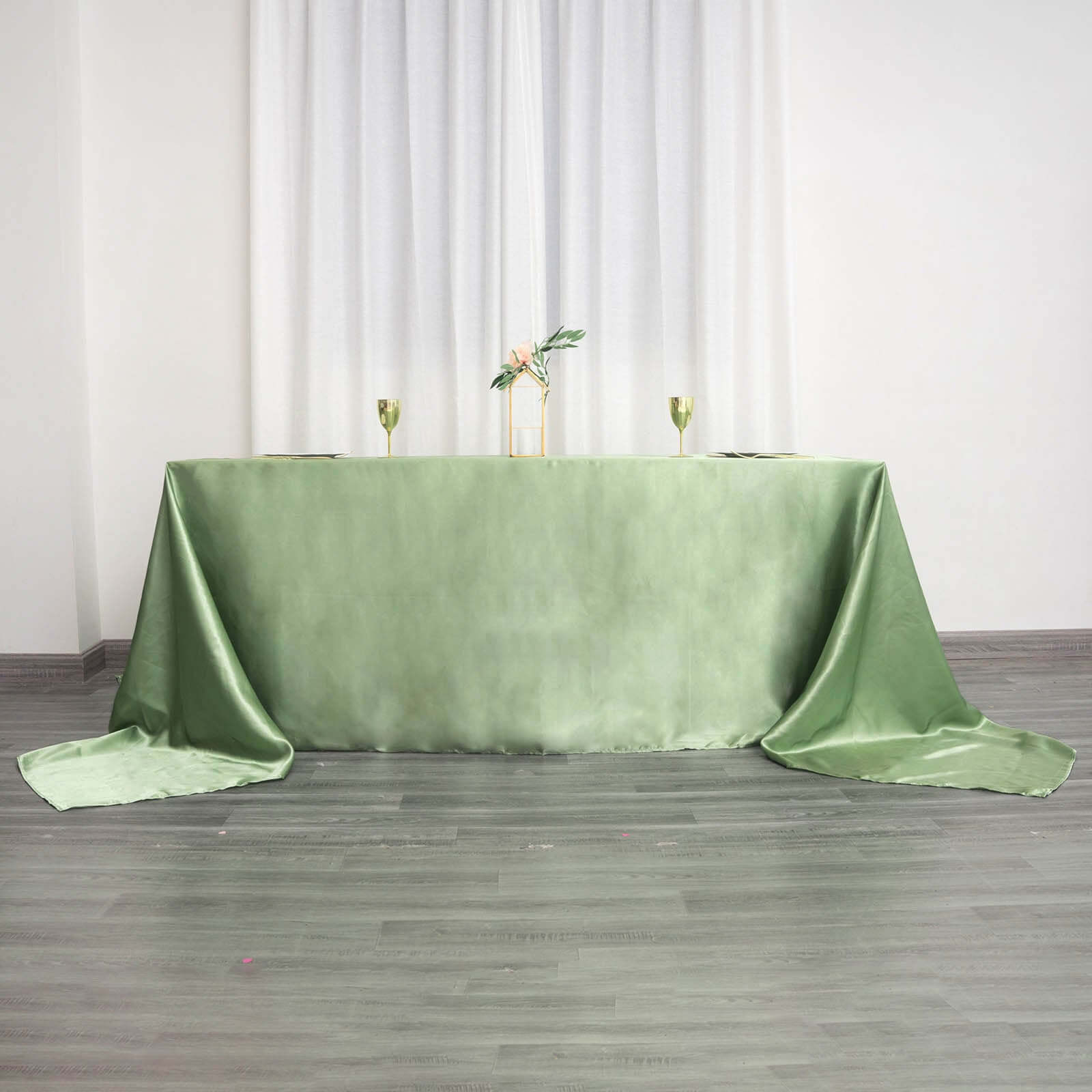 Satin Rectangular 90"x156" Tablecloth Sage Green - Seamless Table Cover