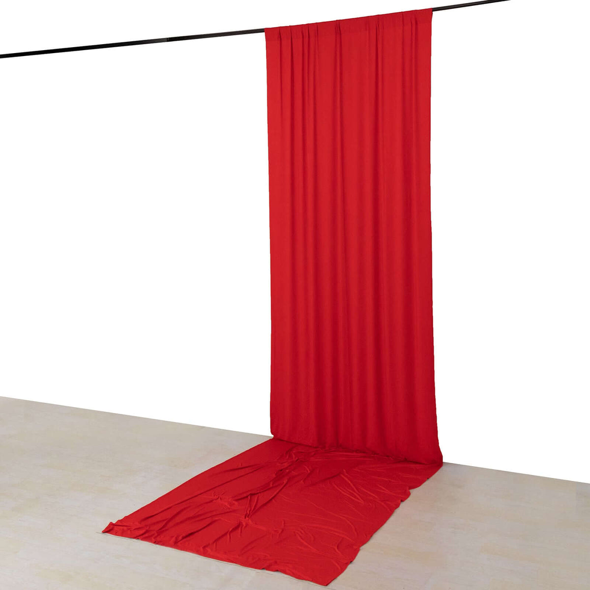 Red 4-Way Stretch Spandex Event Curtain Drapes, Wrinkle Free Backdrop Event Panel with Rod Pockets - 5ftx16ft