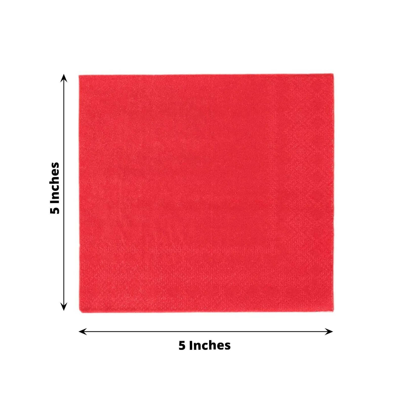 50-Pack Paper Beverage Napkins Red - 2 Ply Disposable Soft 18GSM Cocktail Napkins 5"x5"