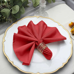 5 Pack Polyester 17"x17" Napkins Red - Durable & Wrinkle Resistant Dinner Napkins