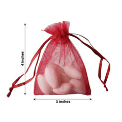 10 Pack 3"x4" Burgundy Organza Drawstring Wedding Party Favor Gift Bags - Clearance SALE