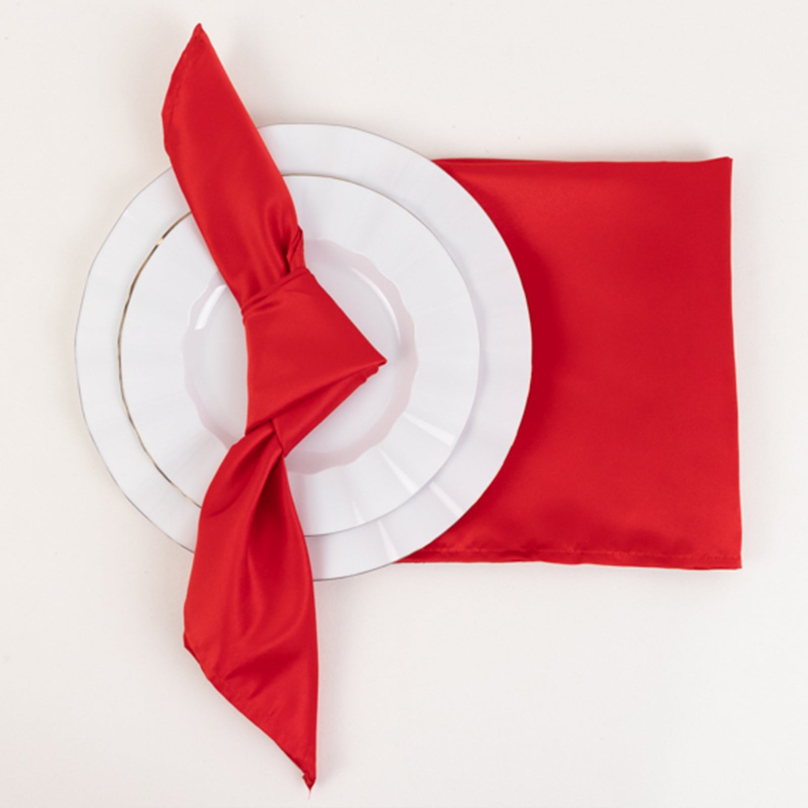 5 Pack Lamour Satin 20"x20" Napkins Red - Soft Matte Finish Dinner Napkins