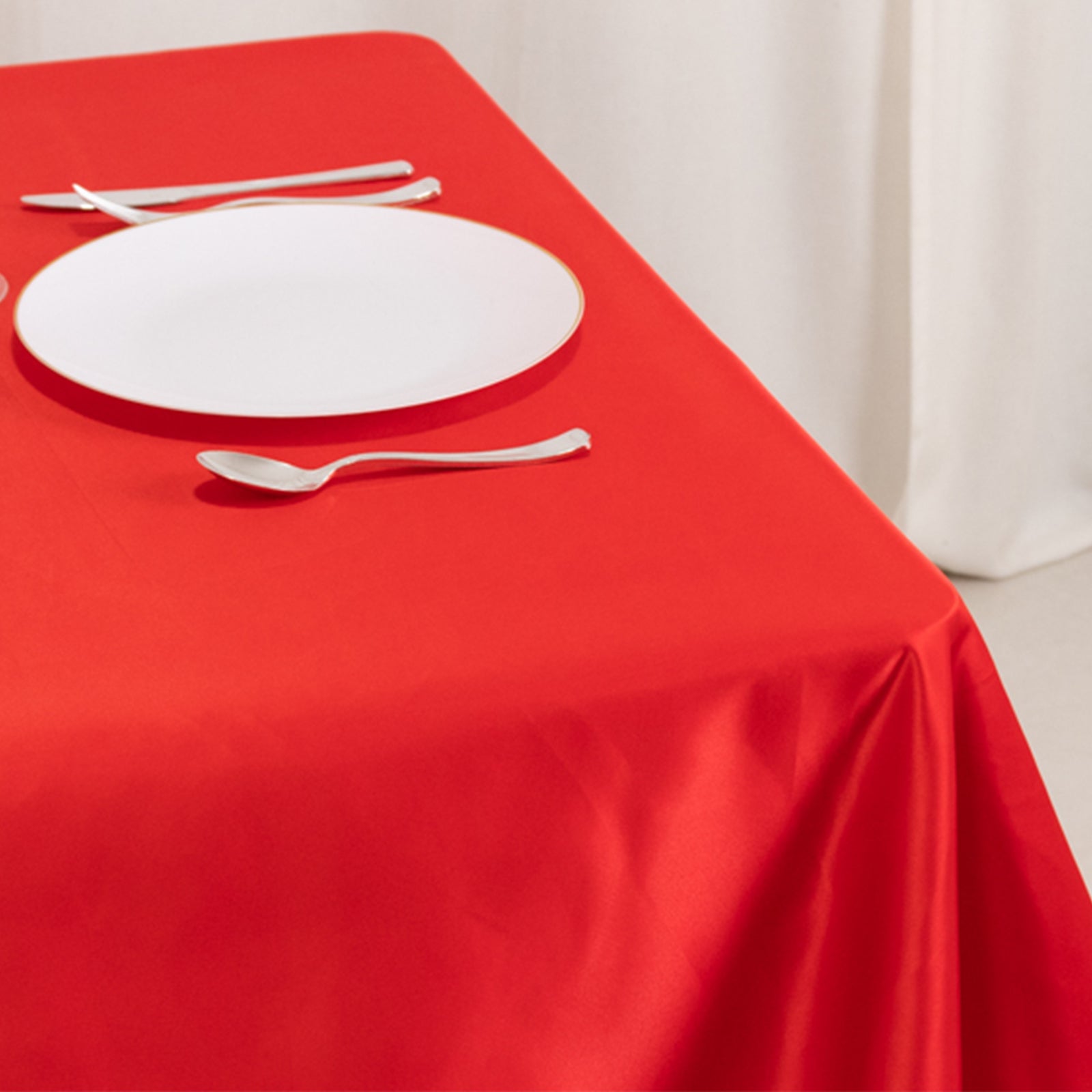 Lamour Satin 54"x54" Table Overlay Square Tablecloth Red - Durable & Silk-Like Table Cover
