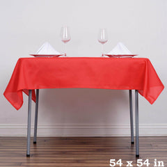 Polyester 54"x54" Table Overlay Square Tablecloth Red - Wrinkle-Resistant & Durable Table Cover