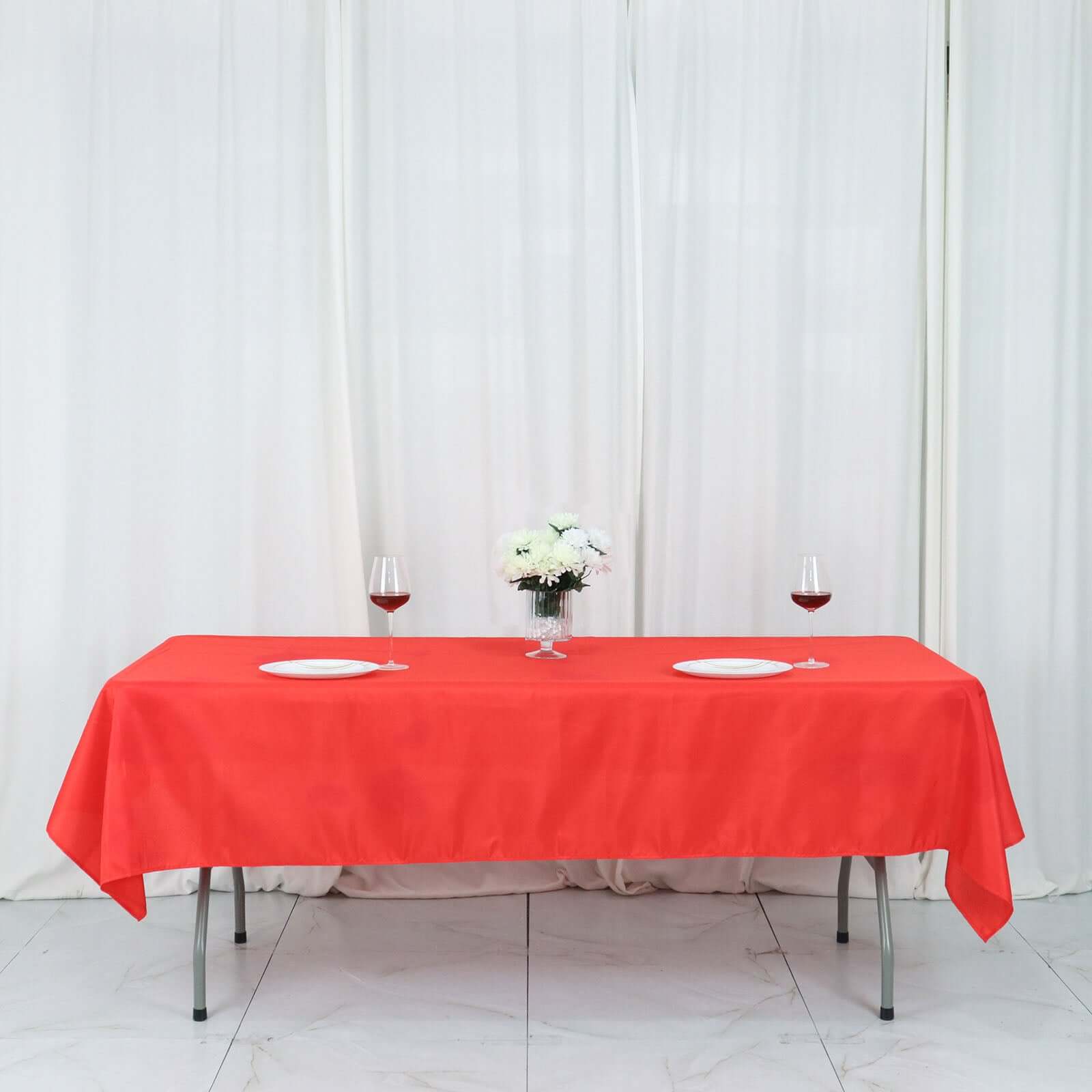 Polyester 54"x96" Rectangle Tablecloth Red - Wrinkle-Resistant & Easy-to-Care Table Cover