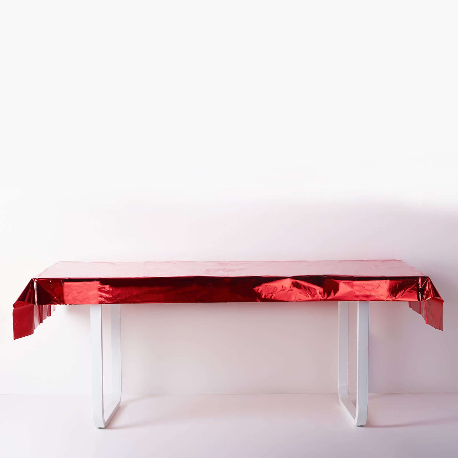 Metallic Foil Tablecloth Rectangle Red - Decorative Disposable Table Cover 40"x90"
