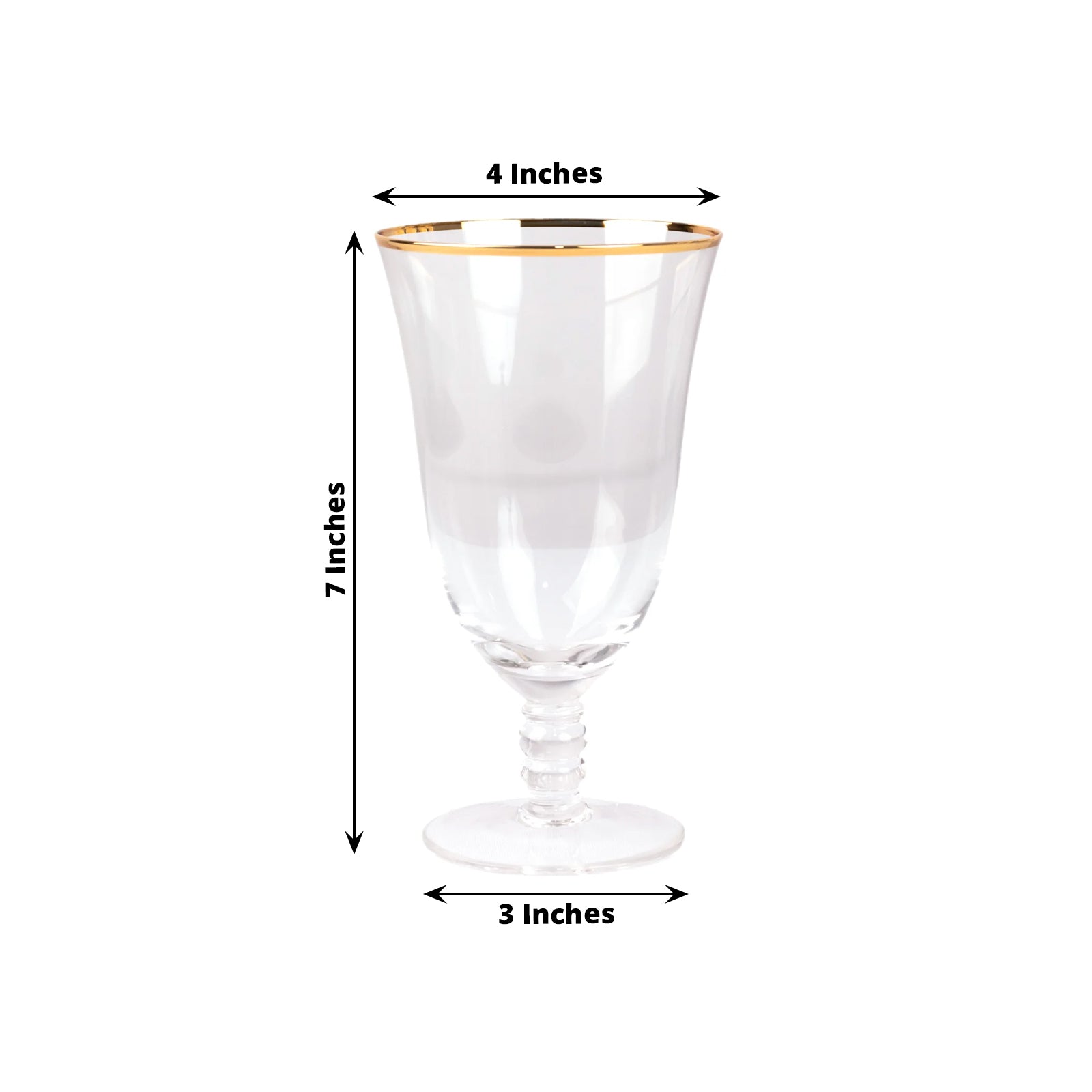 6-Pack Red Wine Glasses Clear Gold Rimmed Design with Short Beaded Stem - Chic Crystal Goblets for Drinks & Events 16oz 7"