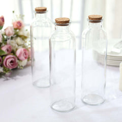 12-Pack Glass Storage Jars Round Design Clear with Cork Stoppers - Refillable Bottles for Kitchen & Organization 9" 16oz