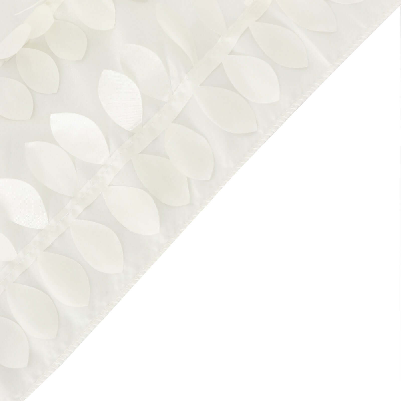 Taffeta 132" Round Tablecloth Ivory | 3D Leaf Petal Design Seamless Table Cover